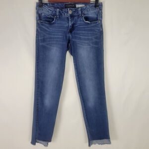 Aeropostale Jeans Womens 4 Blue Low Rise Ankle Jegging Raw Hem Medium Wash Denim